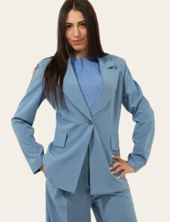 Blazer Materica Azzurro