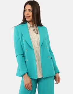 Blazer Materica Azzurro