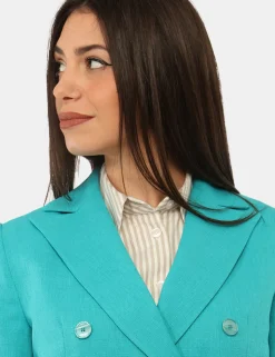 Blazer Materica Azzurro