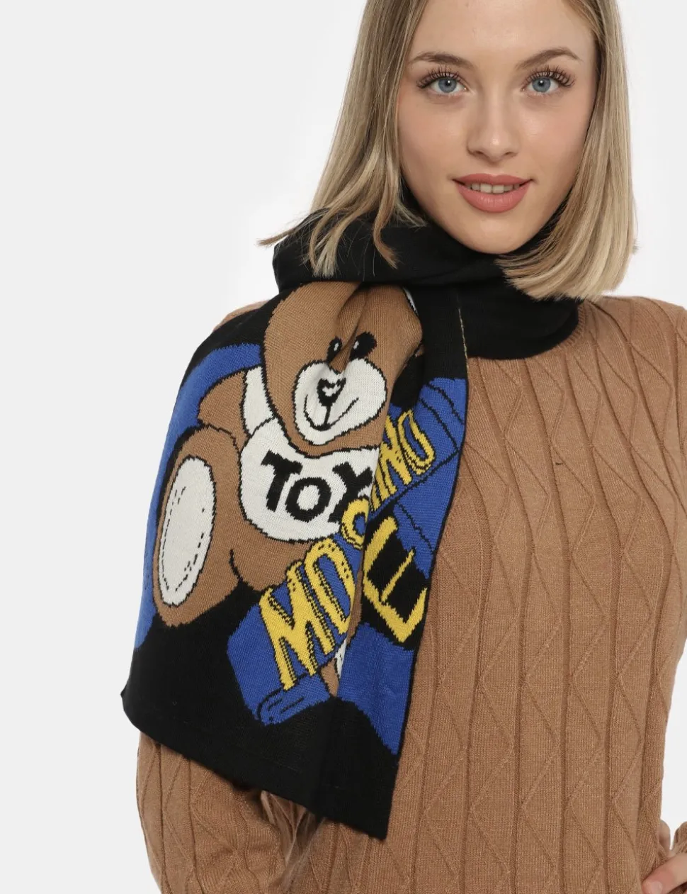 Sciarpa Moschino blu stampata