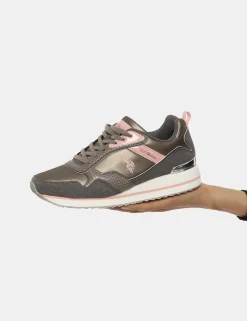 Sneakers U.S. Polo Assn con inserti patent in rosa